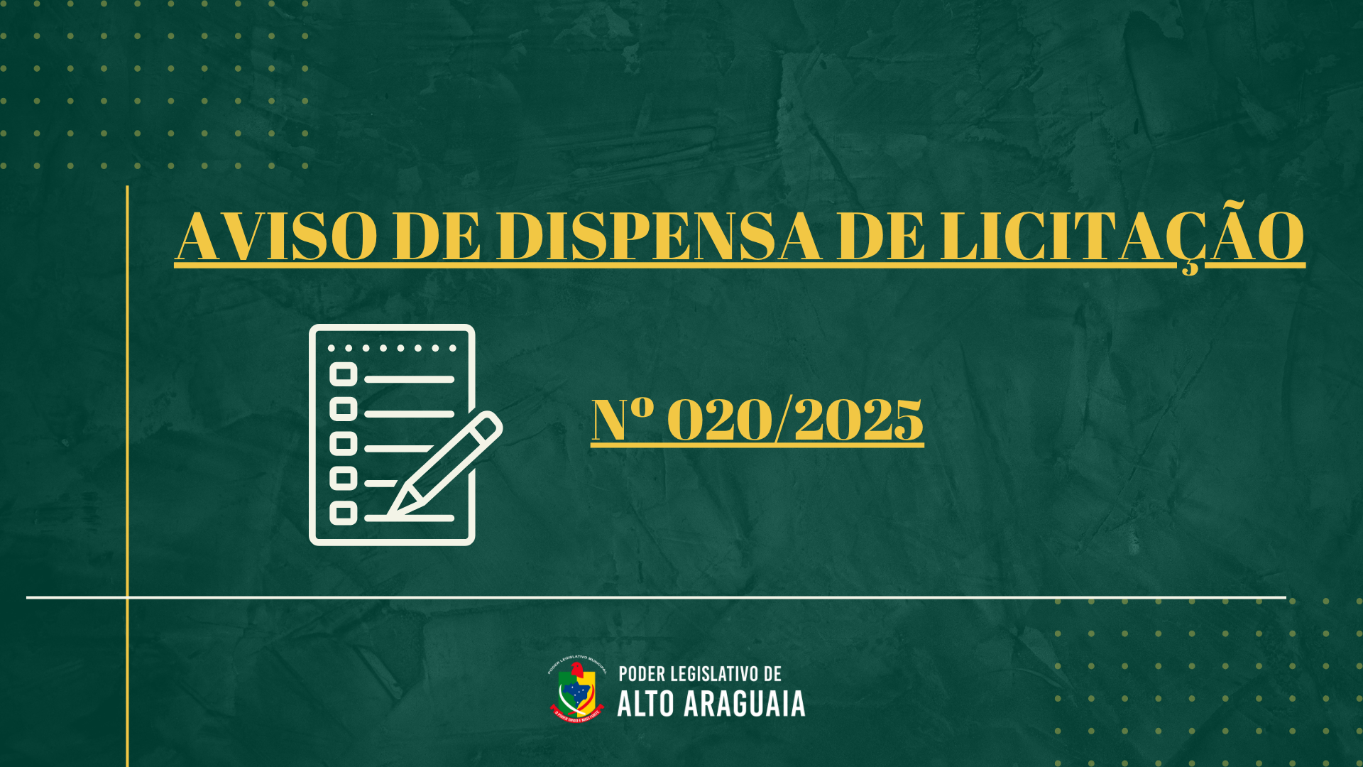 AVISO DE DISPENSA Nº 020/2025