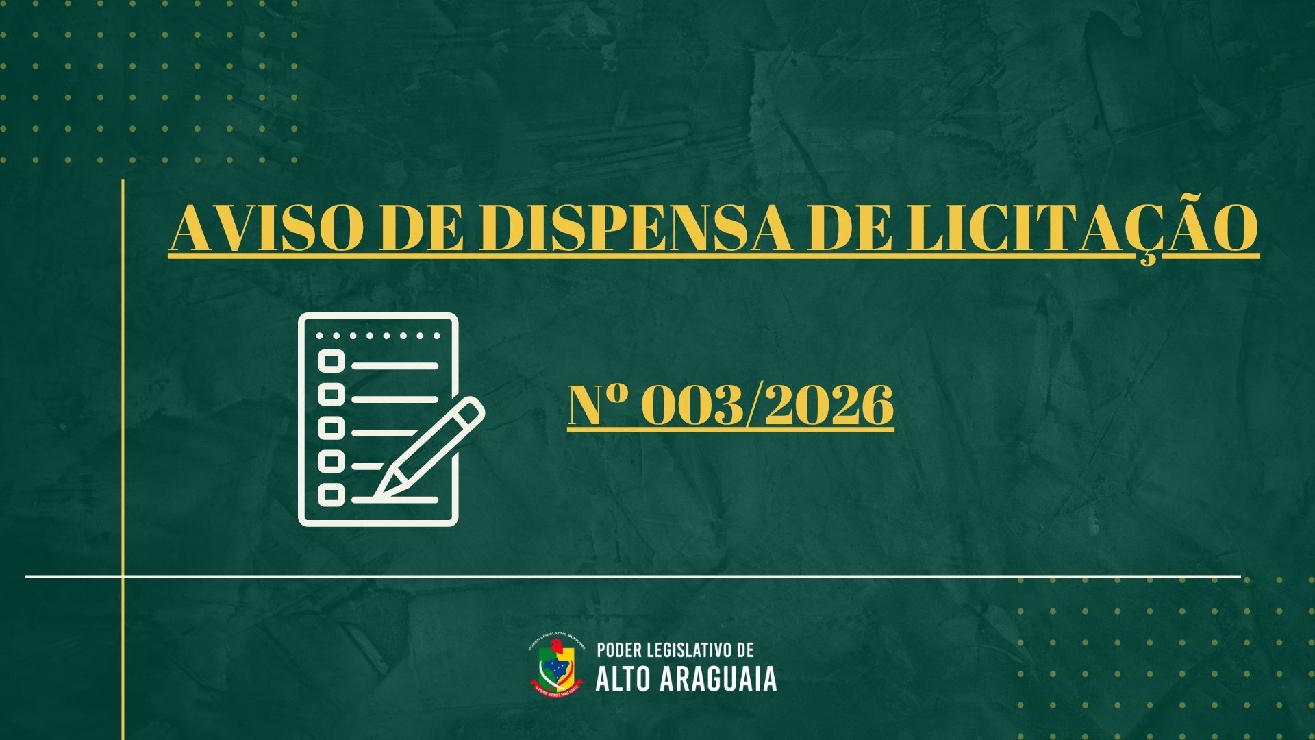 AVISO DE DISPENSA Nº 003/2026