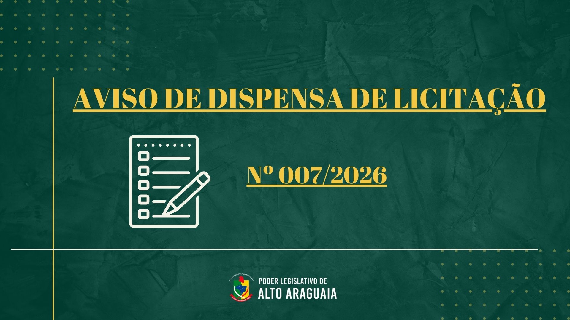 AVISO DE DISPENSA Nº 007/2026